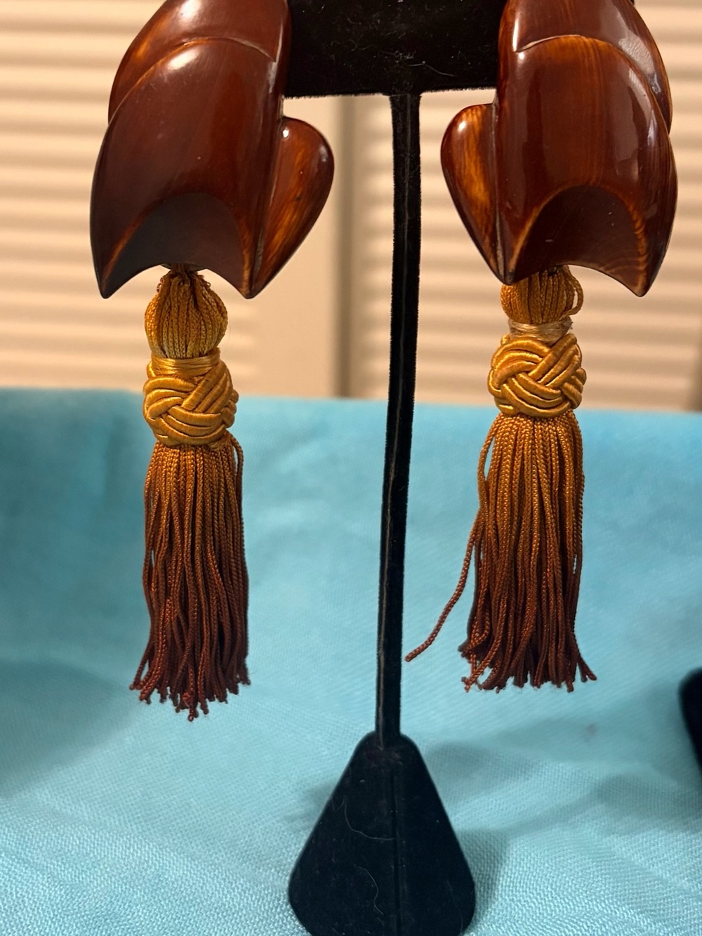 Stephen Dweck Wood and Sterling Tassel Drop Earrings
